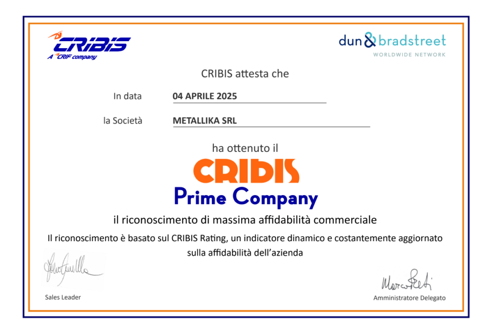 ATTESTATO CRIBIS